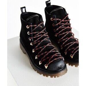 Sam Edelman Black Combat Boots with Red Laces